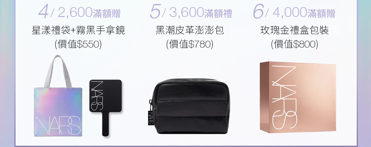 4/2,600滿額贈 5/3,600滿額贈 6/4,000滿額贈